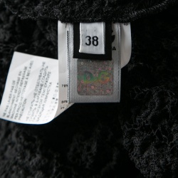 Pre Owned D&G Black Floral Embroidered Lace Satin Trim Long Sleeve Top S