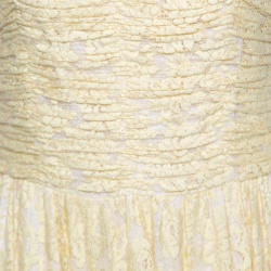D&G Yellow Floral Lace Ruched Sleeveless Dress M