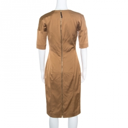 Pre Owned D&G Brown Short Sleeve V-Neck Dress M