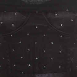 Pre Owned D&G Black Crystal Embellished Tulle Belted Bustier Dress M