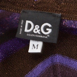 D & G Multicolor Striped Lurex Knit Long Sleeve Top M