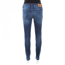 Pre Owned D&G Indigo Dark Wash Faded Effect Stretch Skinny Jeans S