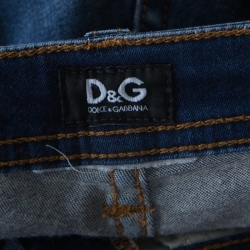 Pre Owned D&G Indigo Dark Wash Faded Effect Stretch Skinny Jeans S