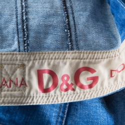 Pre Owned D & G Indigo Medium Wash Faded Effect Denim Jacket L