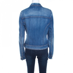 Pre Owned D & G Indigo Medium Wash Faded Effect Denim Jacket L