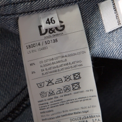 Pre Owned D & G Indigo Medium Wash Faded Effect Denim Jacket L