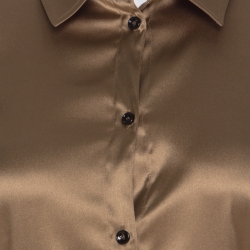Pre Owned D&G Beige Silk Satin Long Sleeve Button Front Shirt M