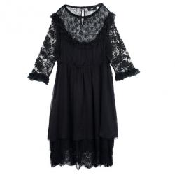 Pre Owned D&amp;G Black Lace &amp; Silk Dress L
