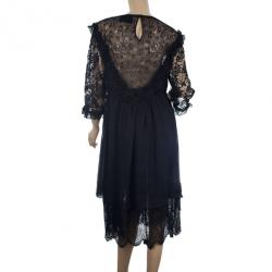 Pre Owned D&amp;G Black Lace &amp; Silk Dress L