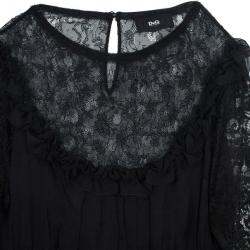 Pre Owned D&amp;G Black Lace &amp; Silk Dress L