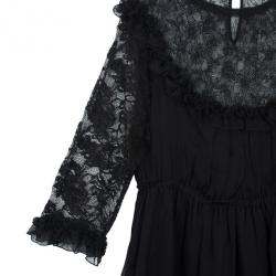 Pre Owned D&amp;G Black Lace &amp; Silk Dress L