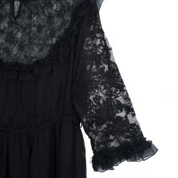 Pre Owned D&amp;G Black Lace &amp; Silk Dress L