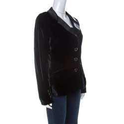 Pre Owned D&G Black Velvet Contrast Satin Lapel Detail Classic Blazer L 