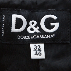 Pre Owned D&G Black Velvet Contrast Satin Lapel Detail Classic Blazer L 