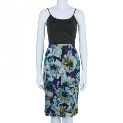 Pre Owned D and G Purple Floral Pencil Skirt M
