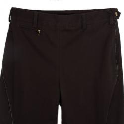 Pre Owned D and G Brown Skinny Trousers with Leather Piping L