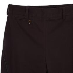 Pre Owned D and G Brown Skinny Trousers with Leather Piping L