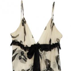 Pre Owned D and G Black & White Ribbon Tiered Silk Gown M