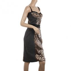 Pre Owned D and G Vintage Leopard Bustier Dress L
