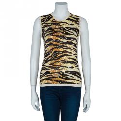 Pre Owned D&G Brown Animal Print Sleeveless Sweater S