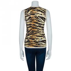 Pre Owned D&G Brown Animal Print Sleeveless Sweater S