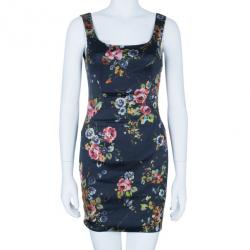 Pre Owned D and G Black Floral Sheath Dress S