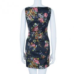 Pre Owned D and G Black Floral Sheath Dress S