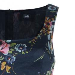 Pre Owned D and G Black Floral Sheath Dress S