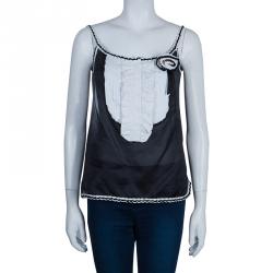 Pre Owned D&G Black and White Sleeveless Top M