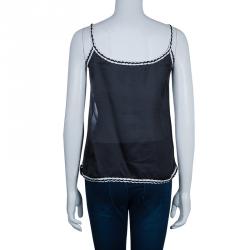 Pre Owned D&G Black and White Sleeveless Top M