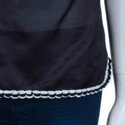 Pre Owned D&G Black and White Sleeveless Top M