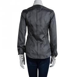 Pre Owned D&G Dark Grey Herringbone Weave Contrast Trim Shirt S