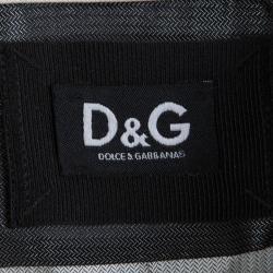 Pre Owned D&G Dark Grey Herringbone Weave Contrast Trim Shirt S