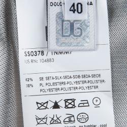 Pre Owned D&G Dark Grey Herringbone Weave Contrast Trim Shirt S