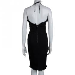 Pre Owned D&G Black Ruffle Detail Halter Dress S