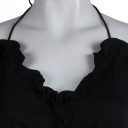 Pre Owned D&G Black Ruffle Detail Halter Dress S