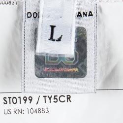 Pre Owned D&G Red and White Striped Knit Bead Detail T-Shirt L