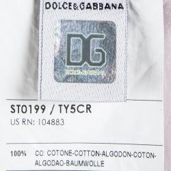 Pre Owned D&G Red and White Striped Knit Bead Detail T-Shirt L