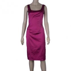 Pre Owned D and G Fuschia Sleeveless Satin Cocktail Dress M