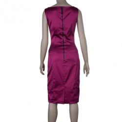 Pre Owned D and G Fuschia Sleeveless Satin Cocktail Dress M