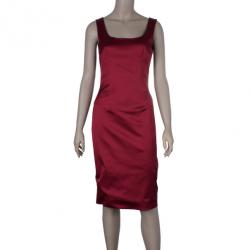 Pre Owned D and G Red Satin Sleeveless Cocktail Dress M