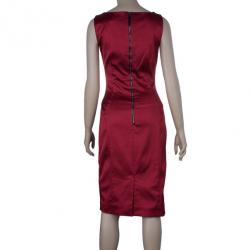 Pre Owned D and G Red Satin Sleeveless Cocktail Dress M