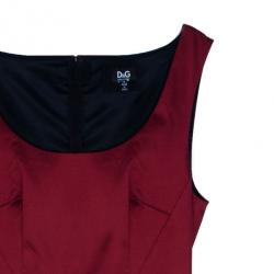 Pre Owned D and G Red Satin Sleeveless Cocktail Dress M