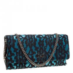Pre Owned D&G Blue/Black Lace Shoulder Bag
