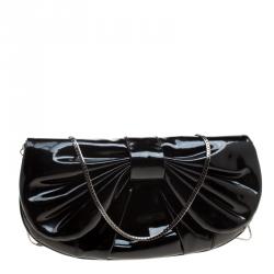 Pre Owned D&G Black Patent Leather Bubbles Clutch Bag