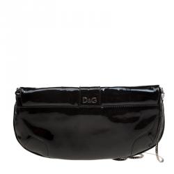 Pre Owned D&G Black Patent Leather Bubbles Clutch Bag