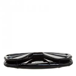 Pre Owned D&G Black Patent Leather Bubbles Clutch Bag