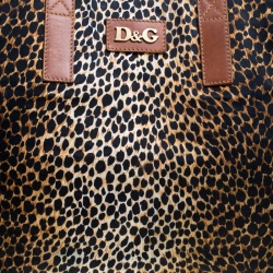 Pre Owned D&G Brown Leopard Print Canvas Shopper Tote