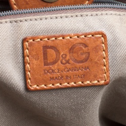 Pre Owned D&G Brown Leopard Print Canvas Shopper Tote