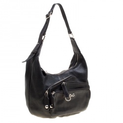 Pre Owned D&G Black Leather Lea Mindy Pocket Hobo